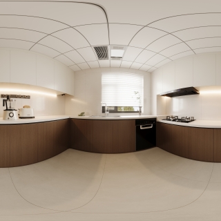 现代中古厨房全景