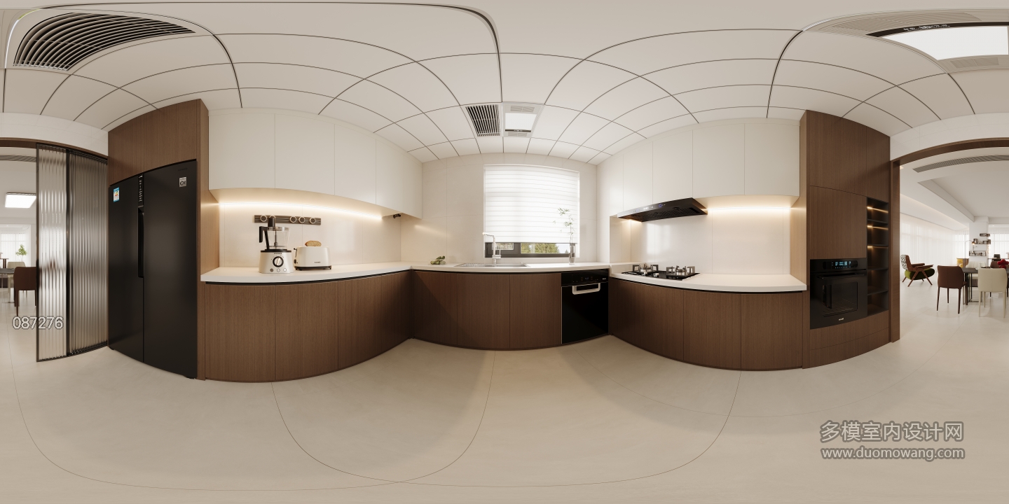 现代中古厨房全景