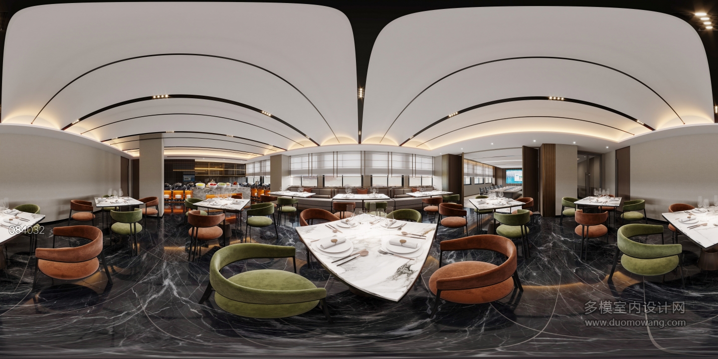 现代酒店餐厅全景