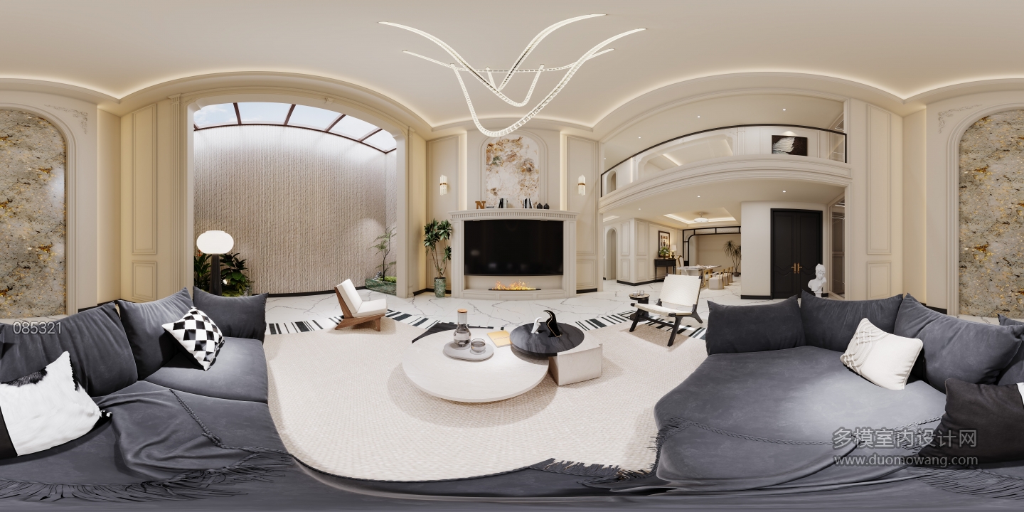 法式地下室-客厅全景