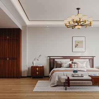 新中式卧室特写