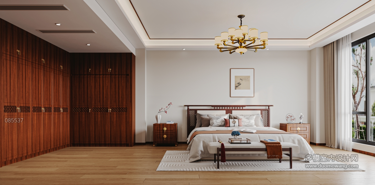 新中式卧室特写