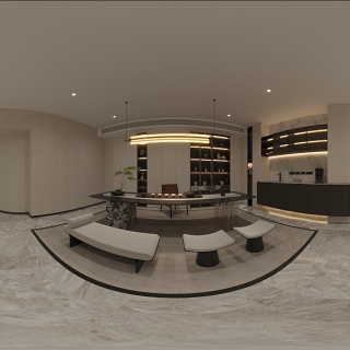 现代负一层书房全景