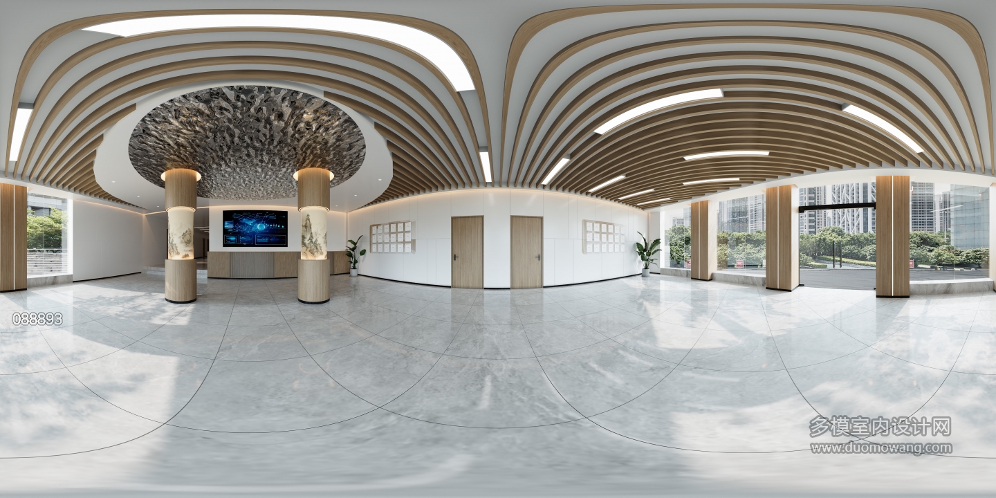 现代简约植保大厅门厅全景