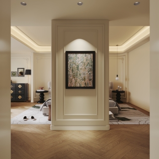 法式奶油二层主卧进门