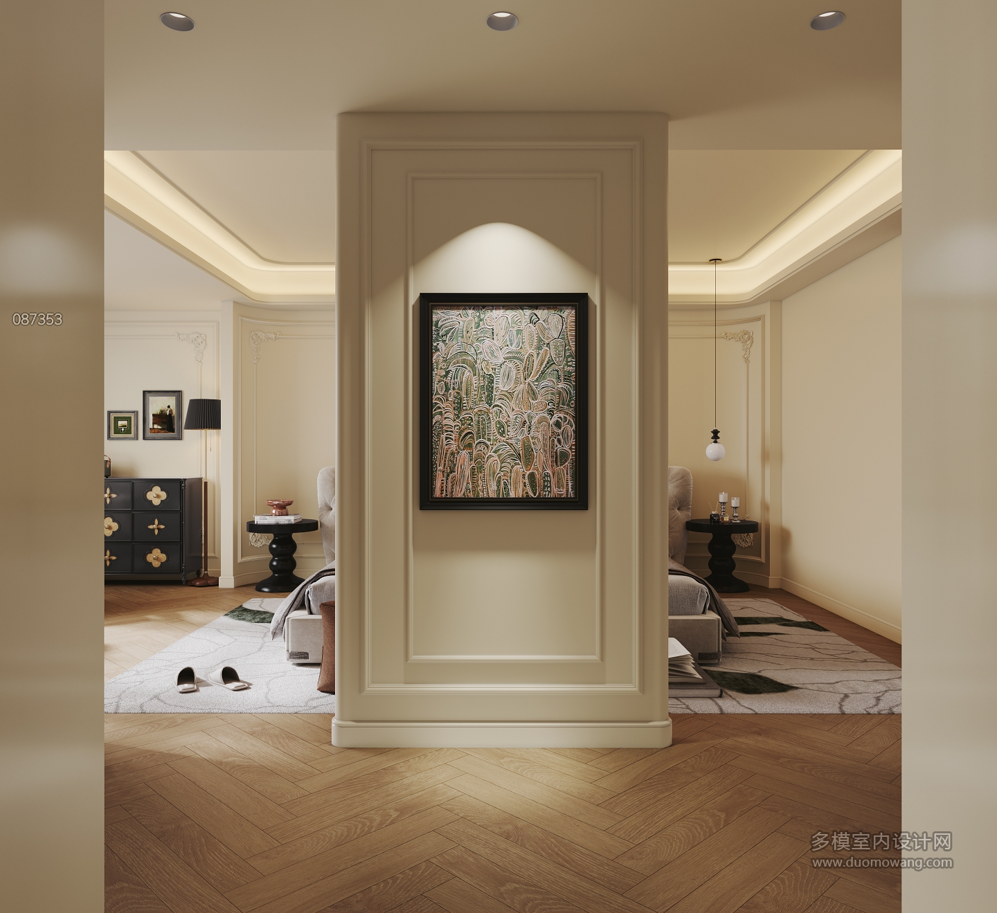 法式奶油二层主卧进门