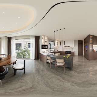 法式餐厅厨房全景