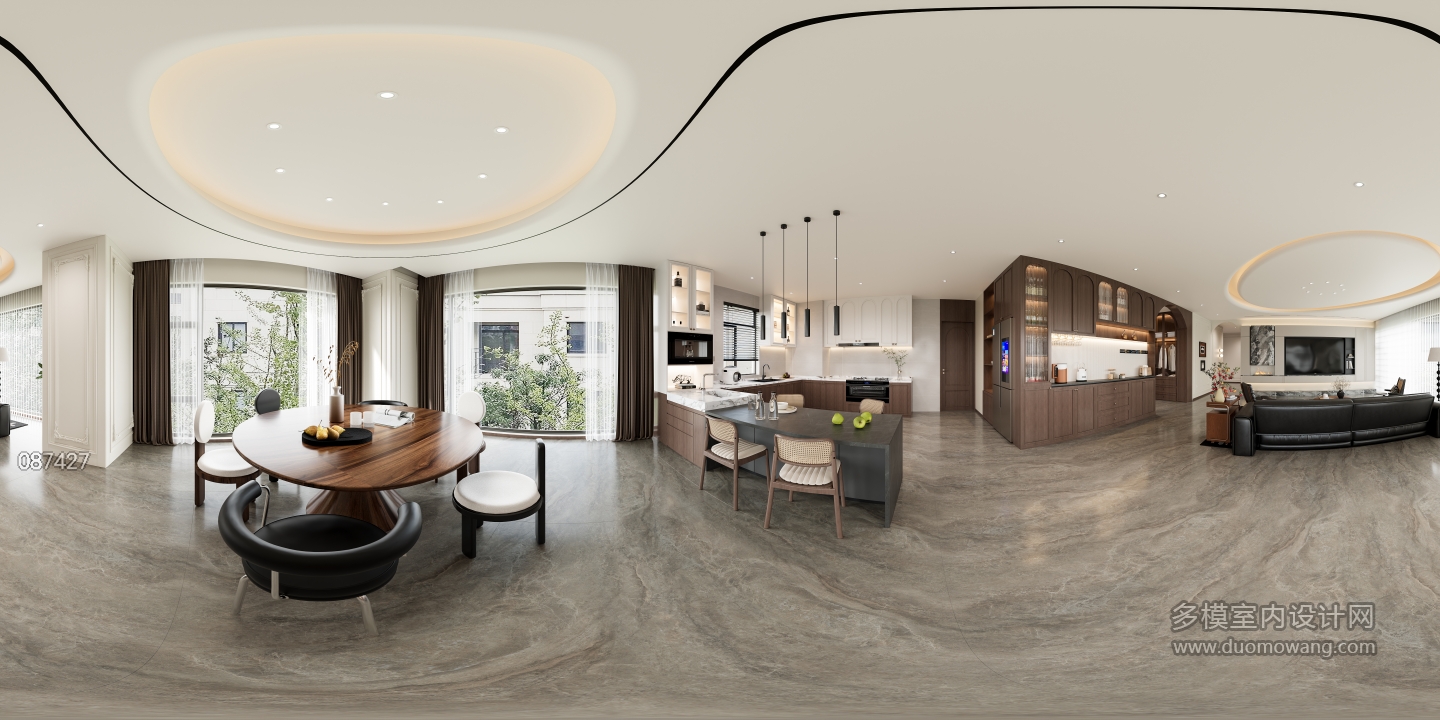 法式餐厅厨房全景