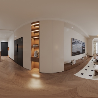 现代中古客厅全景