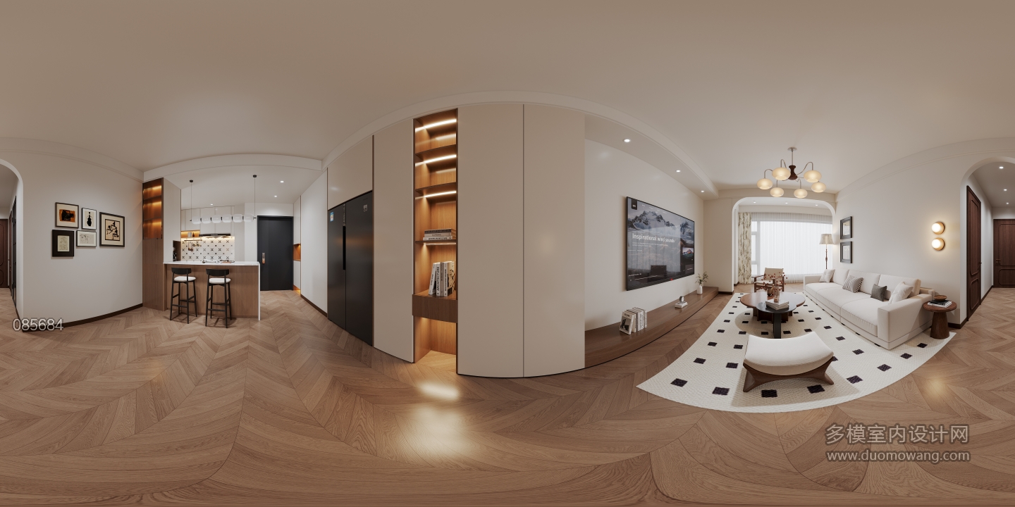 现代中古客厅全景