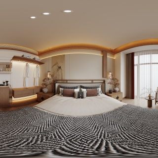 新中式一号公寓主卧全景