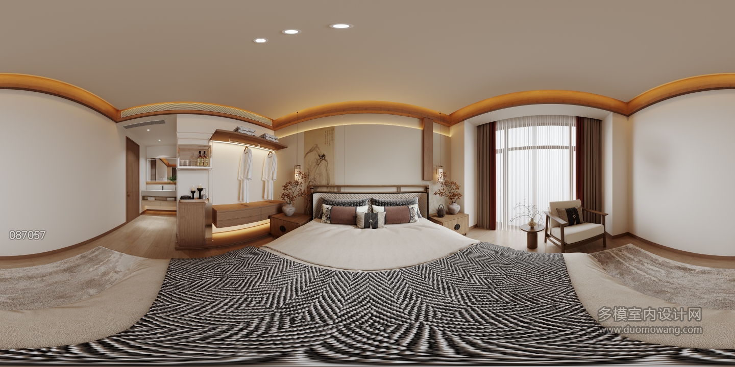 新中式一号公寓主卧全景