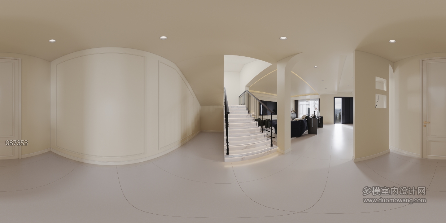 法式奶油一层走廊全景