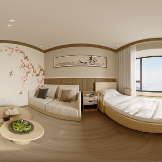 新中式艾灸馆休息室全景