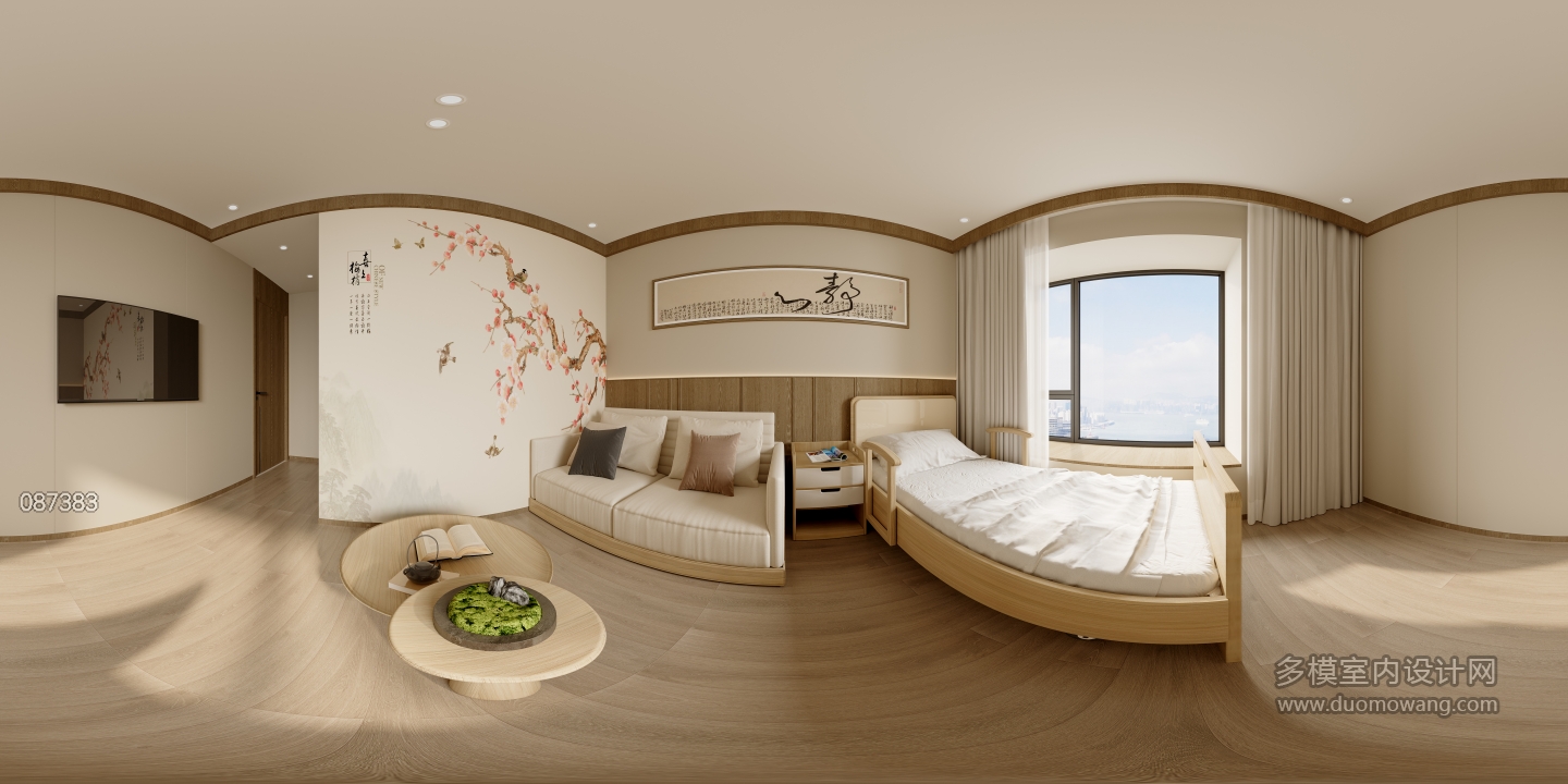 新中式艾灸馆休息室全景