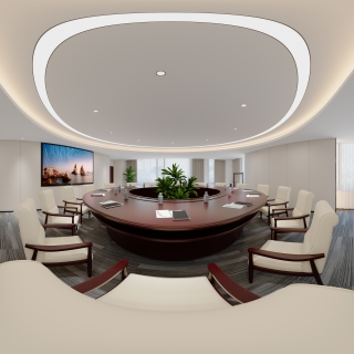 现代圆桌会议室全景
