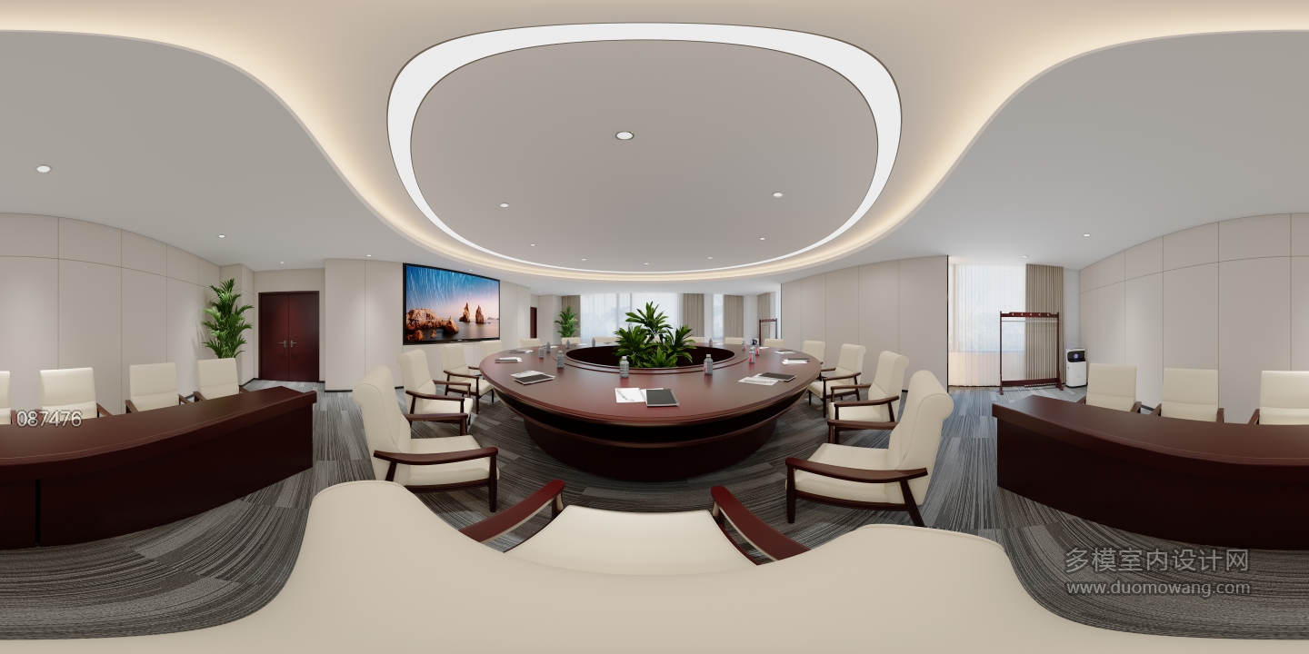 现代圆桌会议室全景