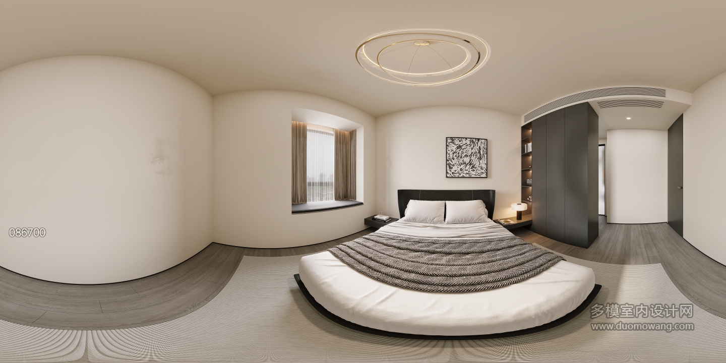 现代意式主卧全景