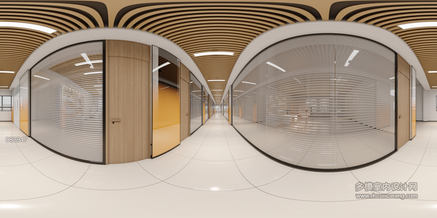 现代办公宿舍楼直播间走廊全景