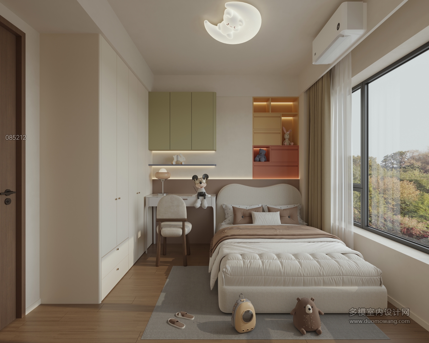 现代 中古风 儿童房 单张