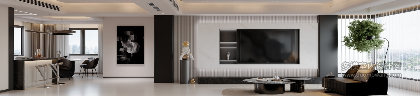现代 黑白灰 电视墙