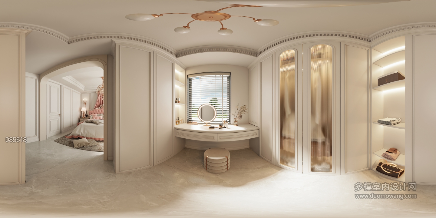 法式次卧衣帽间全景