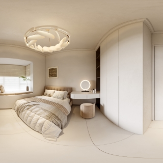 现代简约主卧室全景