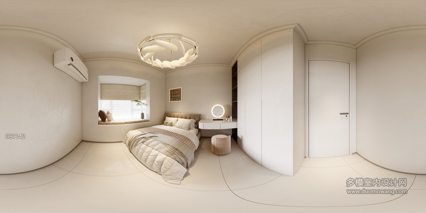现代简约主卧室全景