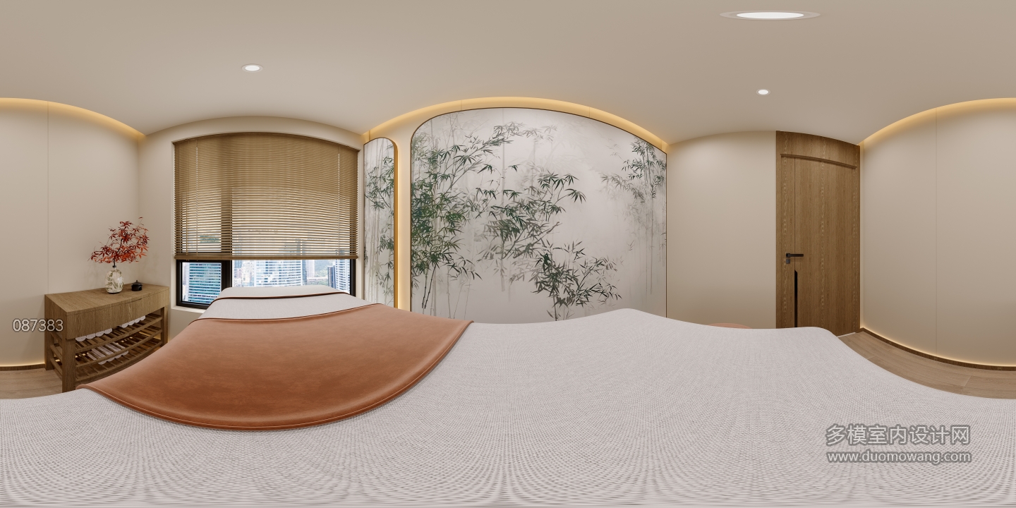 新中式艾灸馆艾灸室全景