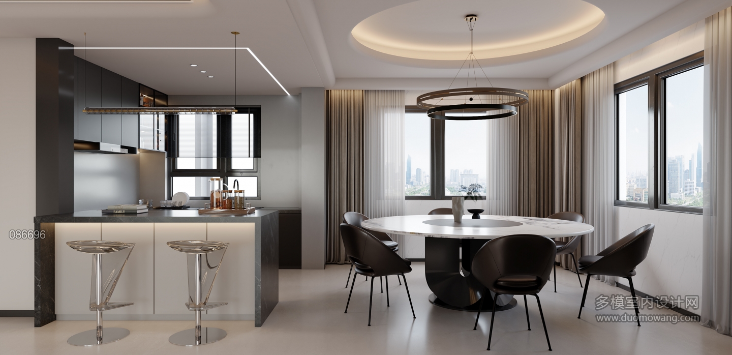 现代 黑白灰 餐厅
