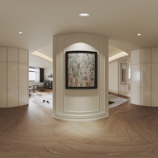 法式奶油二层主卧进门全景