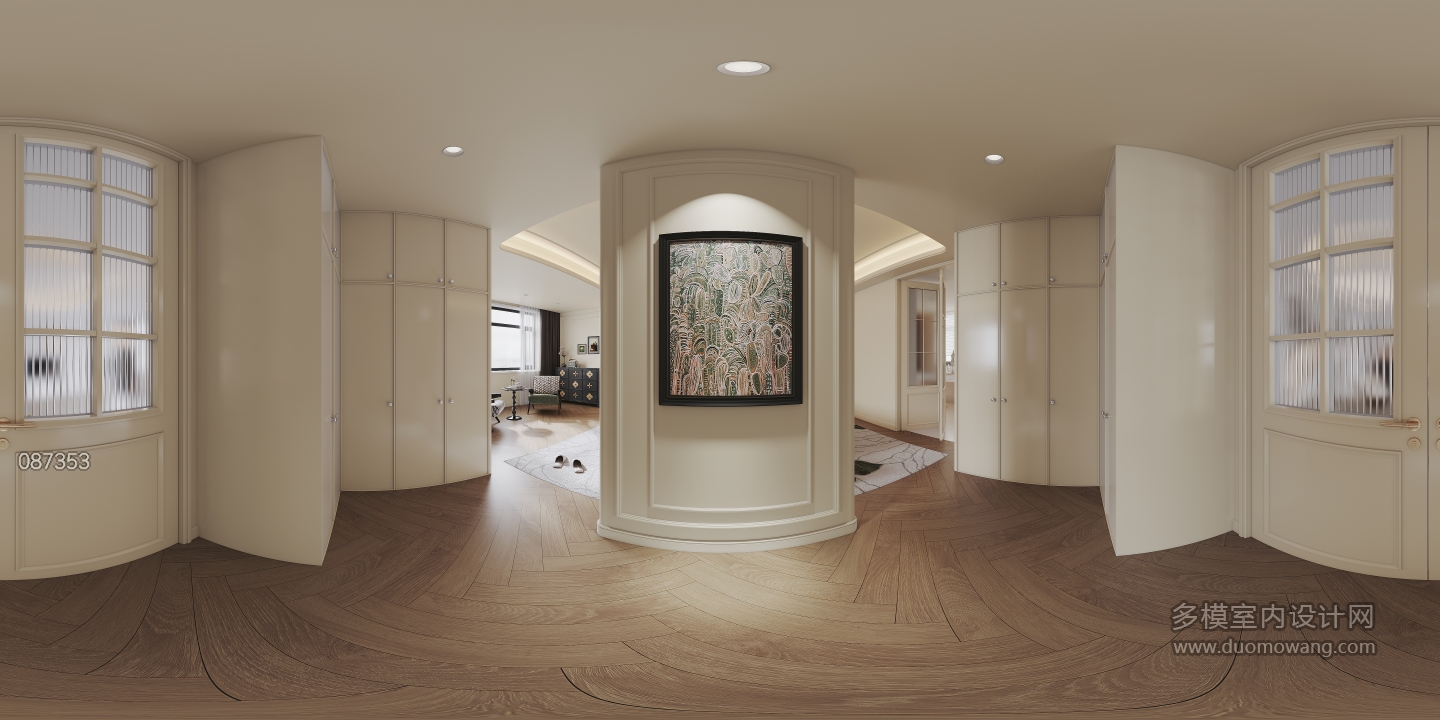 法式奶油二层主卧进门全景