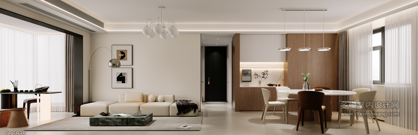 现代奶油客厅沙发背景墙