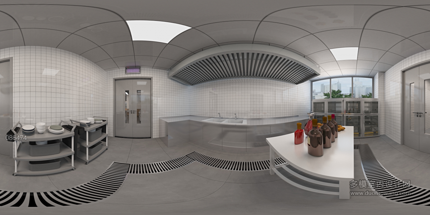 现代 食堂 后厨全景05