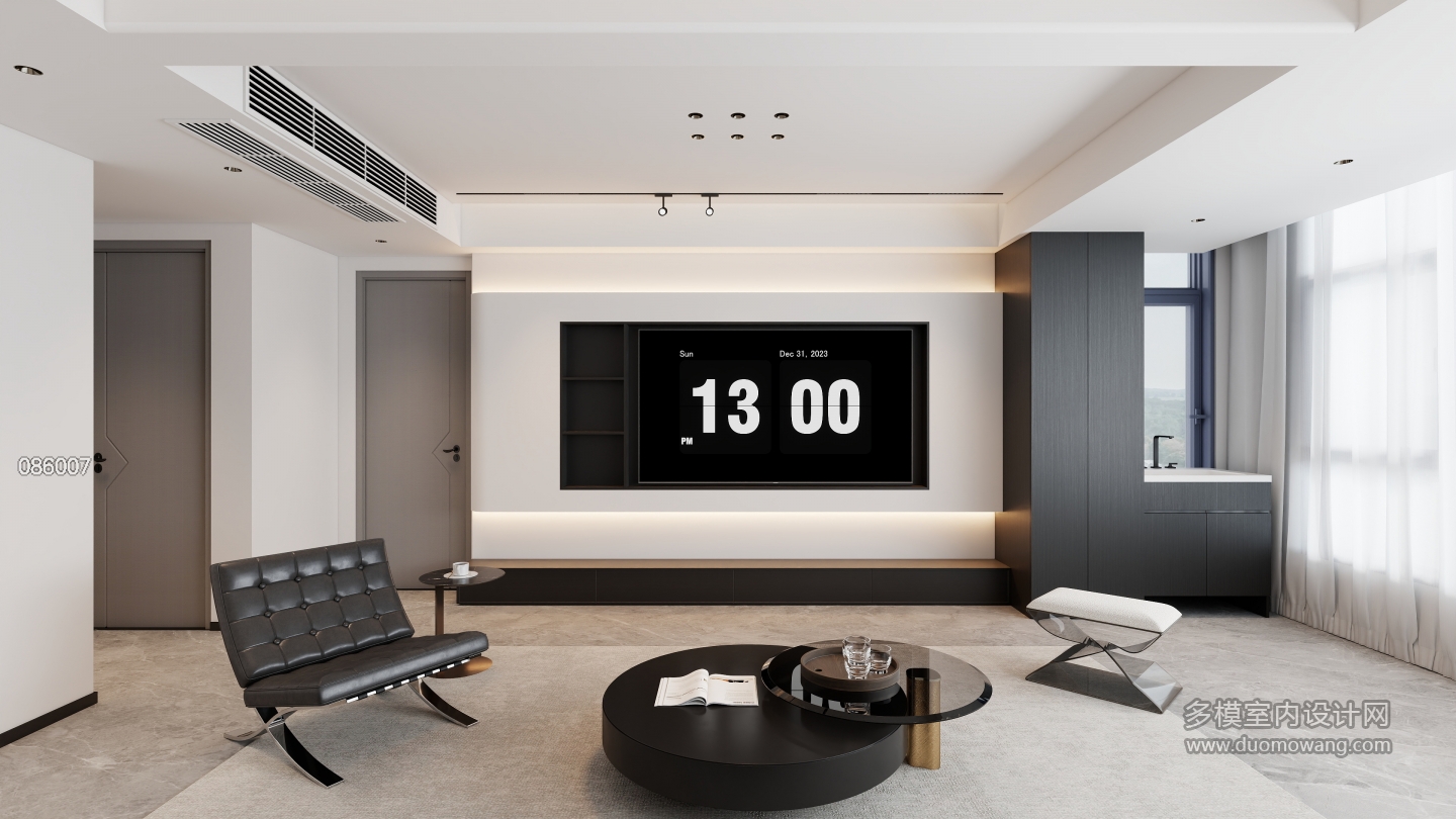 现代黑白灰-客厅