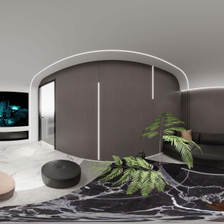 现代负一楼音影室全景