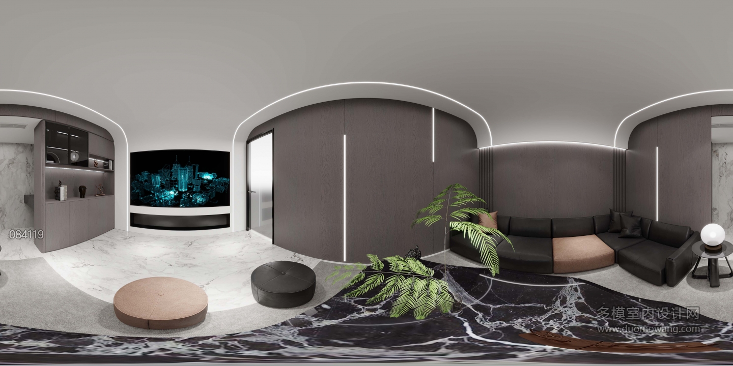 现代负一楼音影室全景