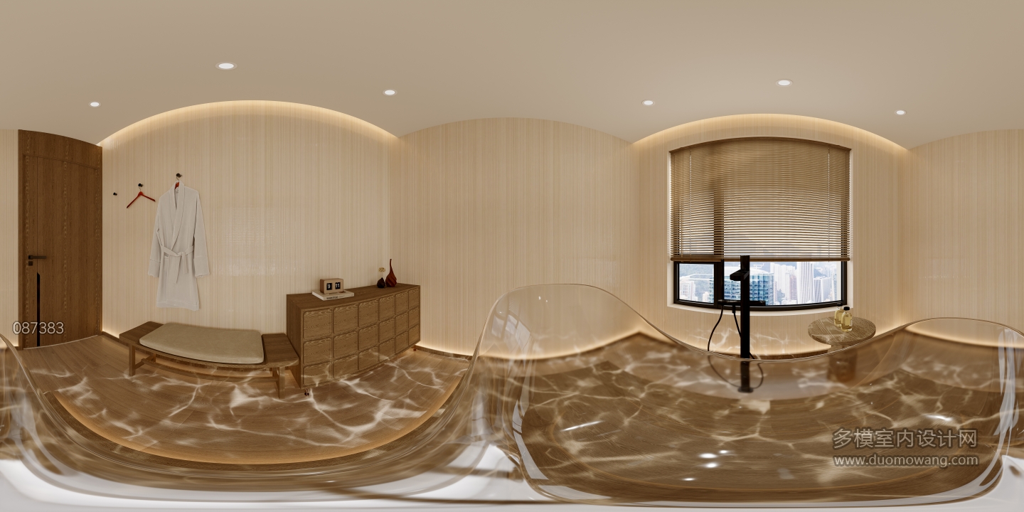 新中式艾灸馆水疗室全景