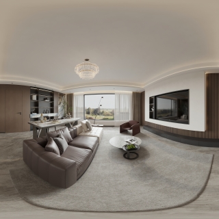 现代 意式 客餐厅 全景