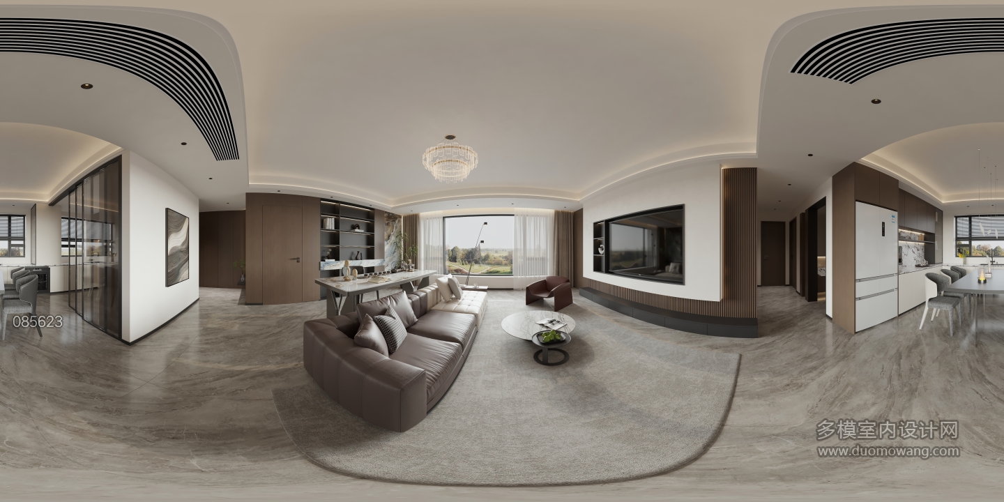 现代 意式 客餐厅 全景