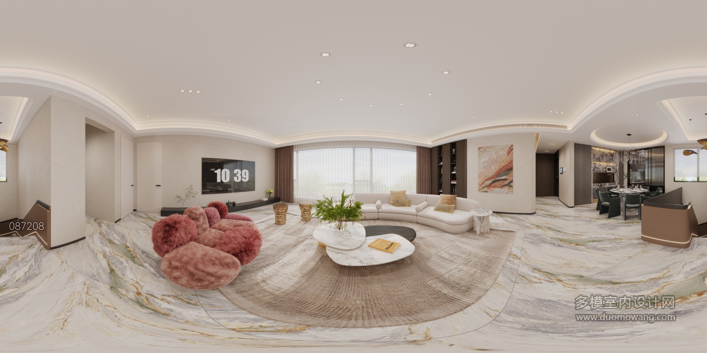 现代2楼客厅全景