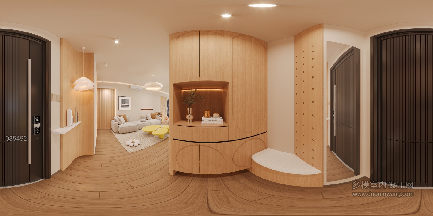 原木风全景玄关