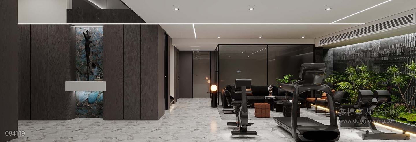 现代负二楼健身休闲区