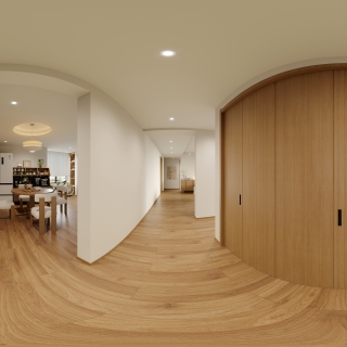 日式原木玄关全景