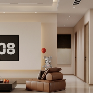 现代 奶油 电视墙