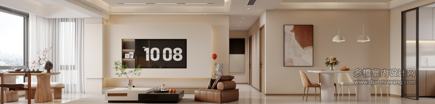 现代 奶油 电视墙