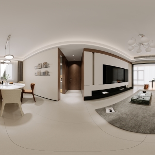 现代奶油客厅全景