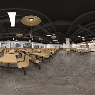 现代 食堂 大堂全景01