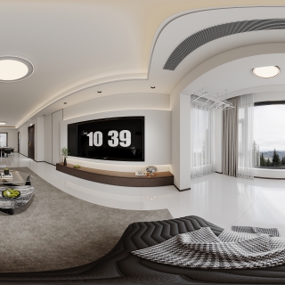 现代客厅阳台全景