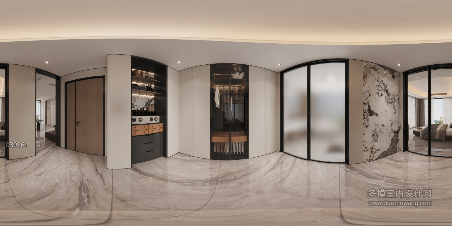 二楼主卧衣帽间全景